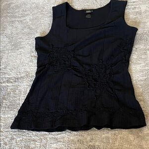 Donya Black Embroidered Tank Top